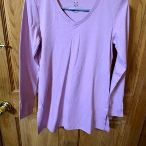 Isaac Mizrahi Lilac V-Neck Long Sleeve Top